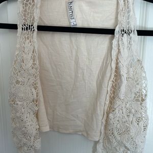 Cream colored lace cardigan